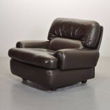 Comfortable Durlet Lounge Chairs in Chocolate Brown Leather, Set of Two 70s