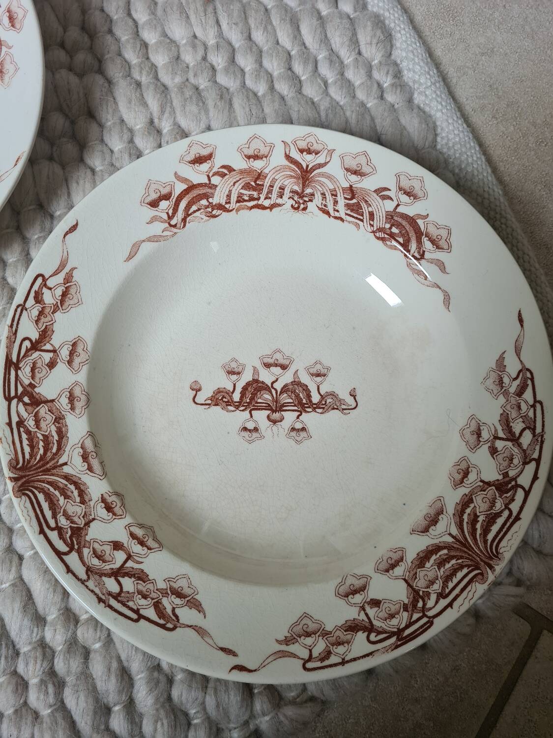 Sarreguemines Iron Earth Soup Plates 1910