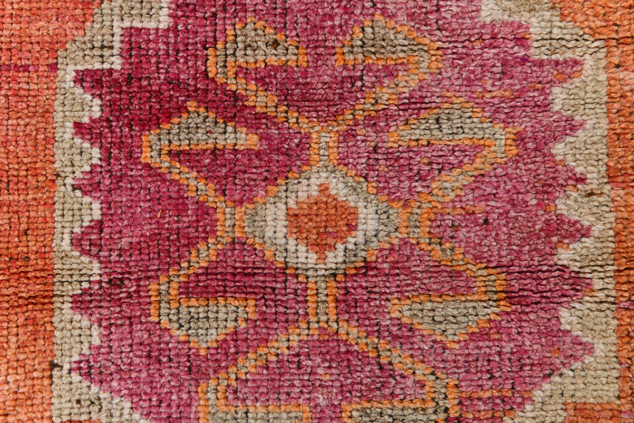 3x10 Pumpkin Orange & Pink Turkish Runner Rug, 96x309Cm
