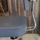 Swivel office chair in Roneo style, grey faux leather with vintage chrome.
