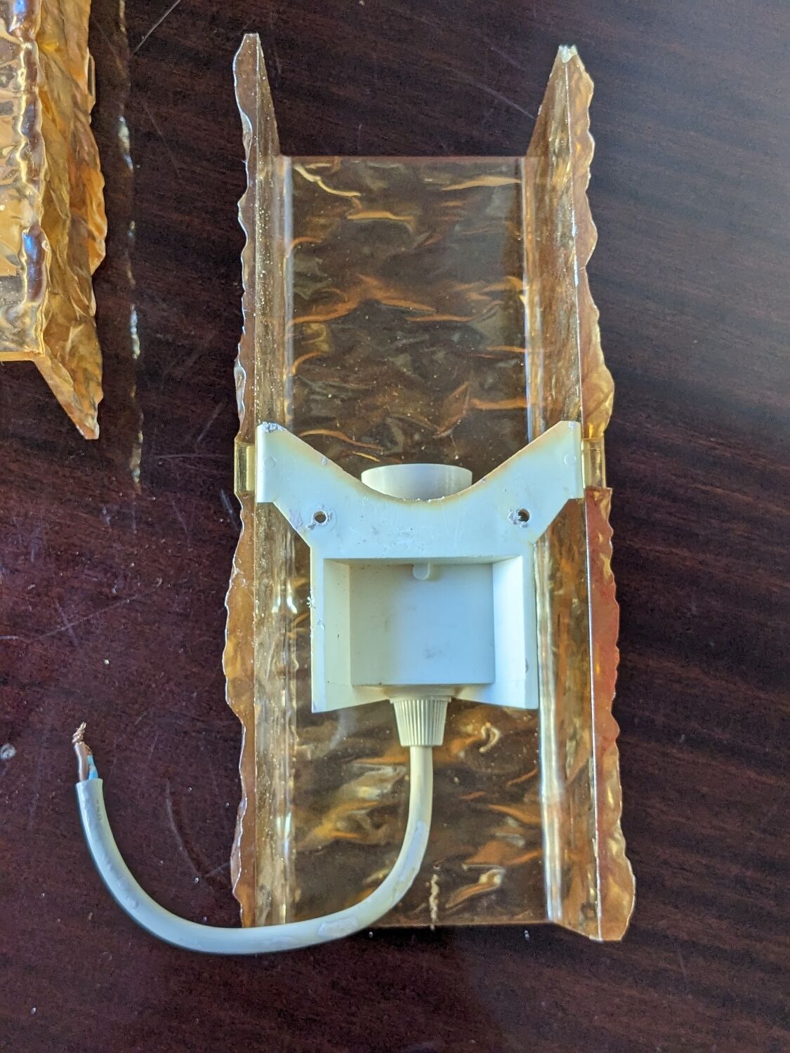 3 champagne-colored resin wall lights 1960 France