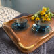 Wooden and brass serving tray
