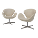 Set of Leather Swan Chairs by Arne Jacobsen for Fritz Hansen, Denmark 2006