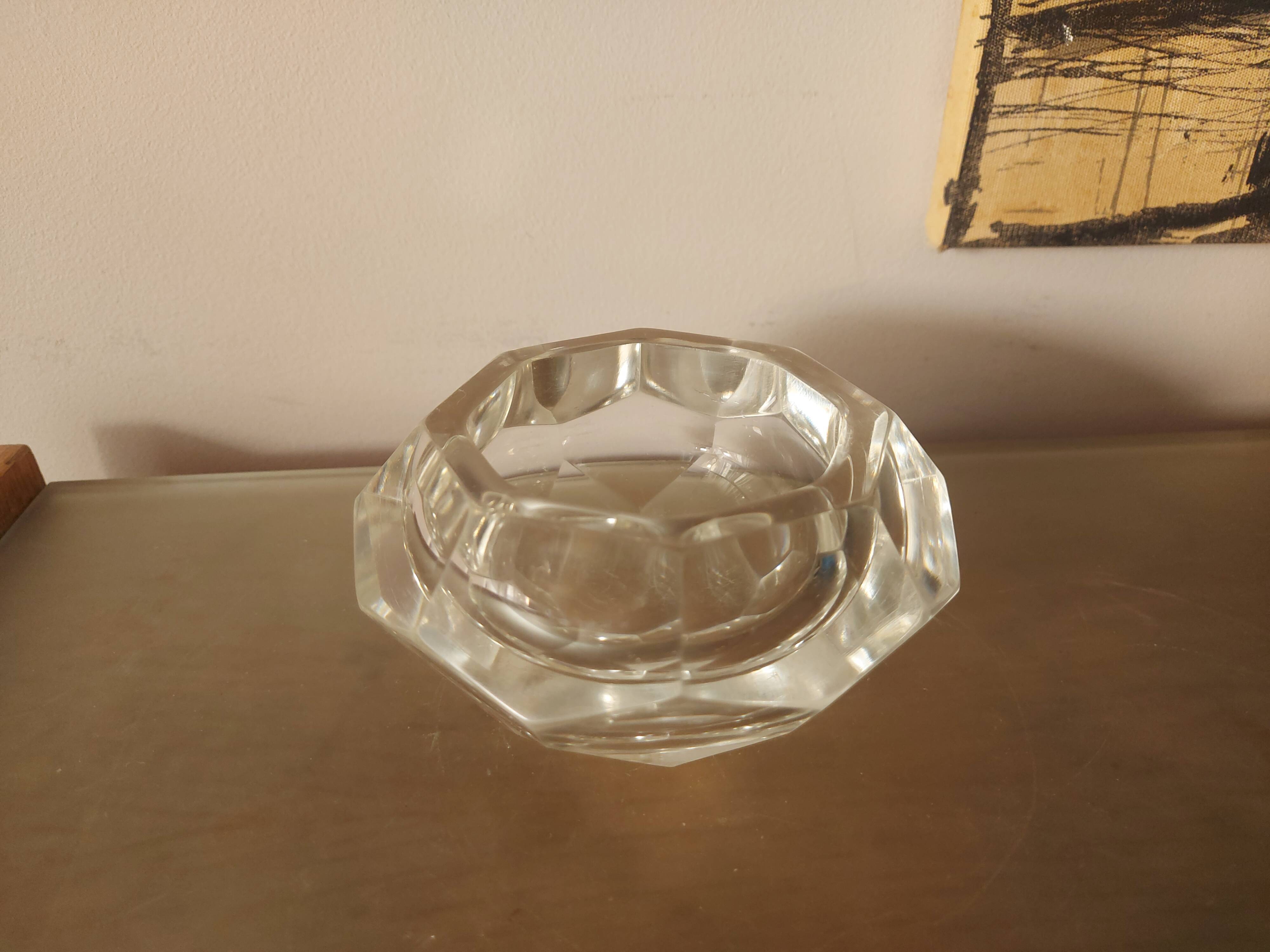 Vintage 70's faceted crystal ashtray