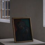 Oil portrait painting on canvas, unknown Danish artist, early 20th century.