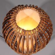 Midcentury Floor Lamp Rattan, Bamboo and Fabric Franco Albini, Italy 1960s