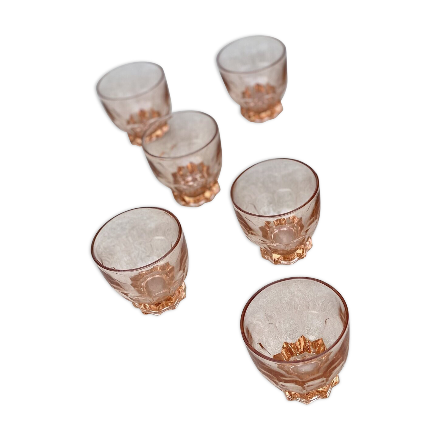 Set of 6 Rosaline water glasses in pink glass