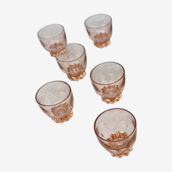 Set of 6 Rosaline water glasses in pink glass