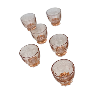 Set of 6 Rosaline water glasses in pink glass