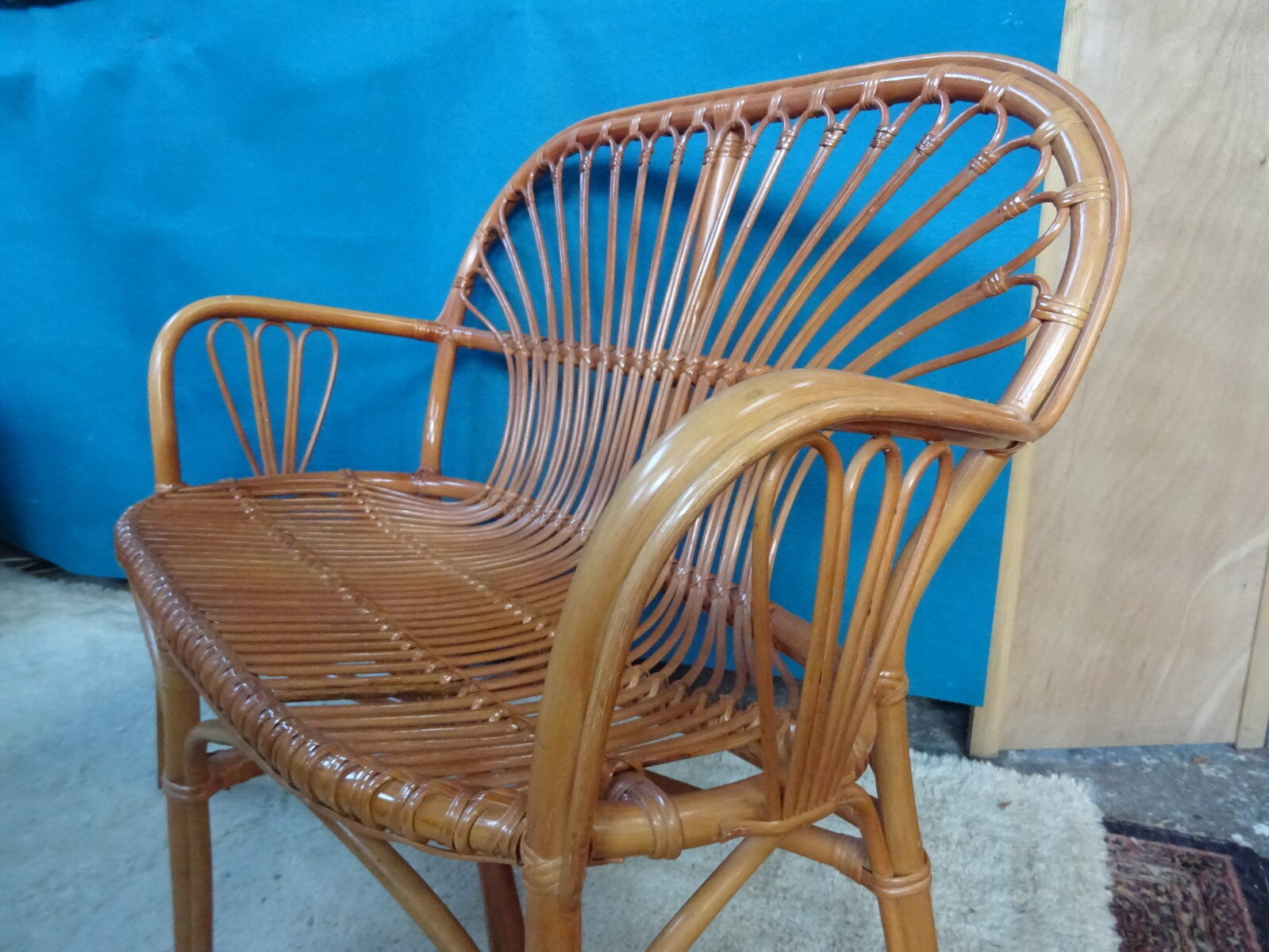 Rattan bench 80s