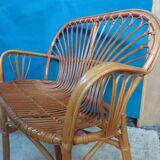 Rattan bench 80s
