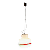 Suspension vintage en verre opalin et laiton, Italie, années 1960