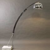 Height-adjustable arc-shaped floor lamp, metal and marble