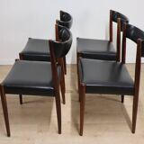 Série de 4 chaises scandinave Danemark en palissandre et skaï, 1960