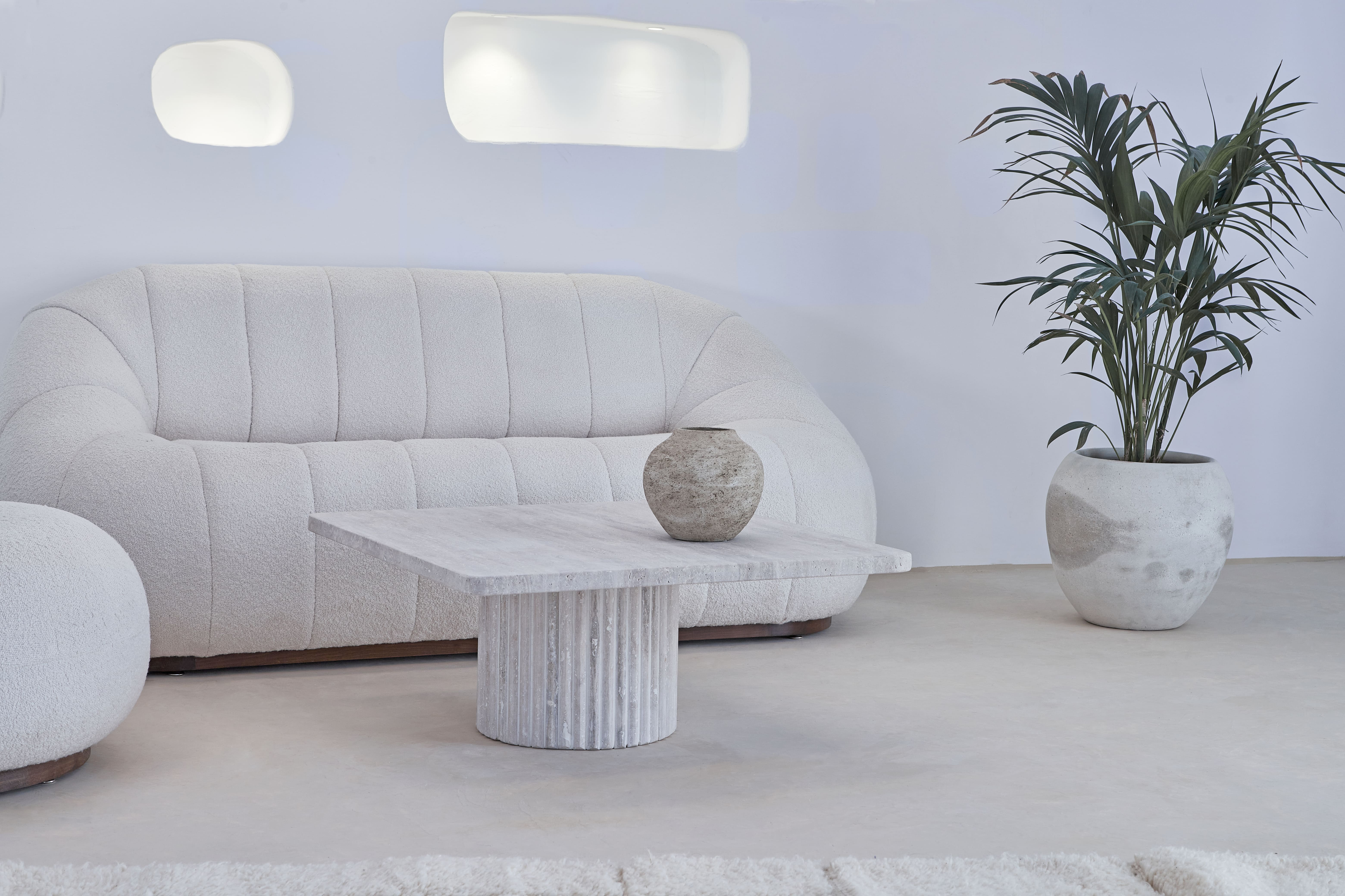 Natural travertine square Kalia coffee table 90x90