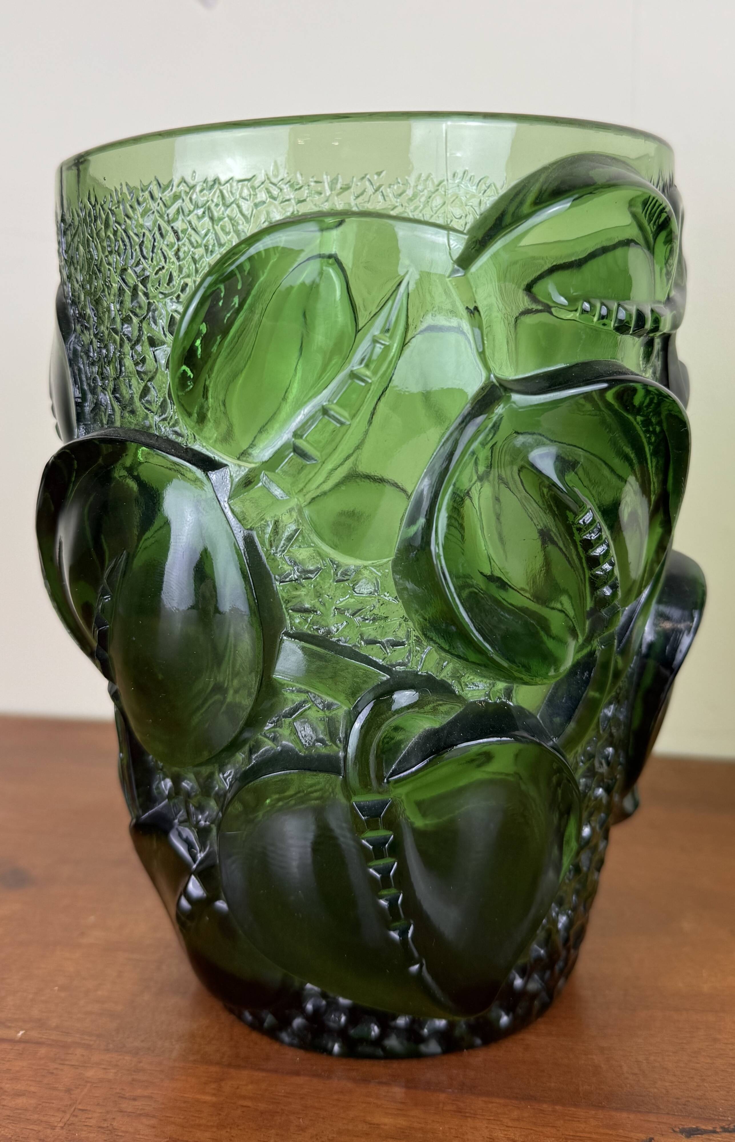 Pair of pressed glass vases - molded art deco period circa 1930