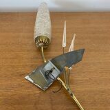 Antique wall lamp  brass + vintage glass tulip