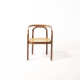 Ensemble de 6 chaises de salle à manger en bois et en rotin synthétique par Antonin Sumen pour Ton.