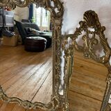 Triptyque Miroir Baroque/Rococo en laiton Doré, vers 1950 -M