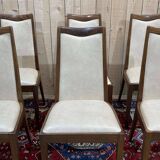 Suite de 6 chaises GPlan en teck et assise en skai des années 1970