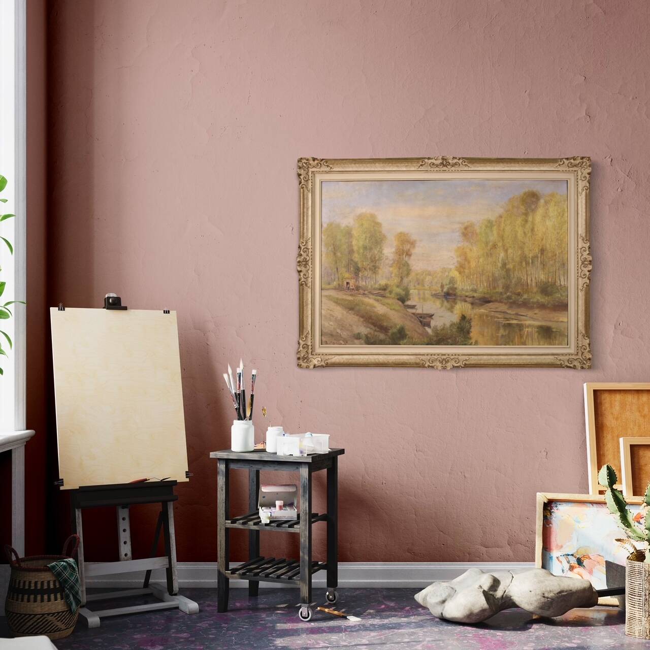 Landscape painting signed A. Corradi, 1950s