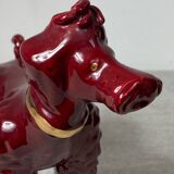 Burgundy and gold ceramic dog