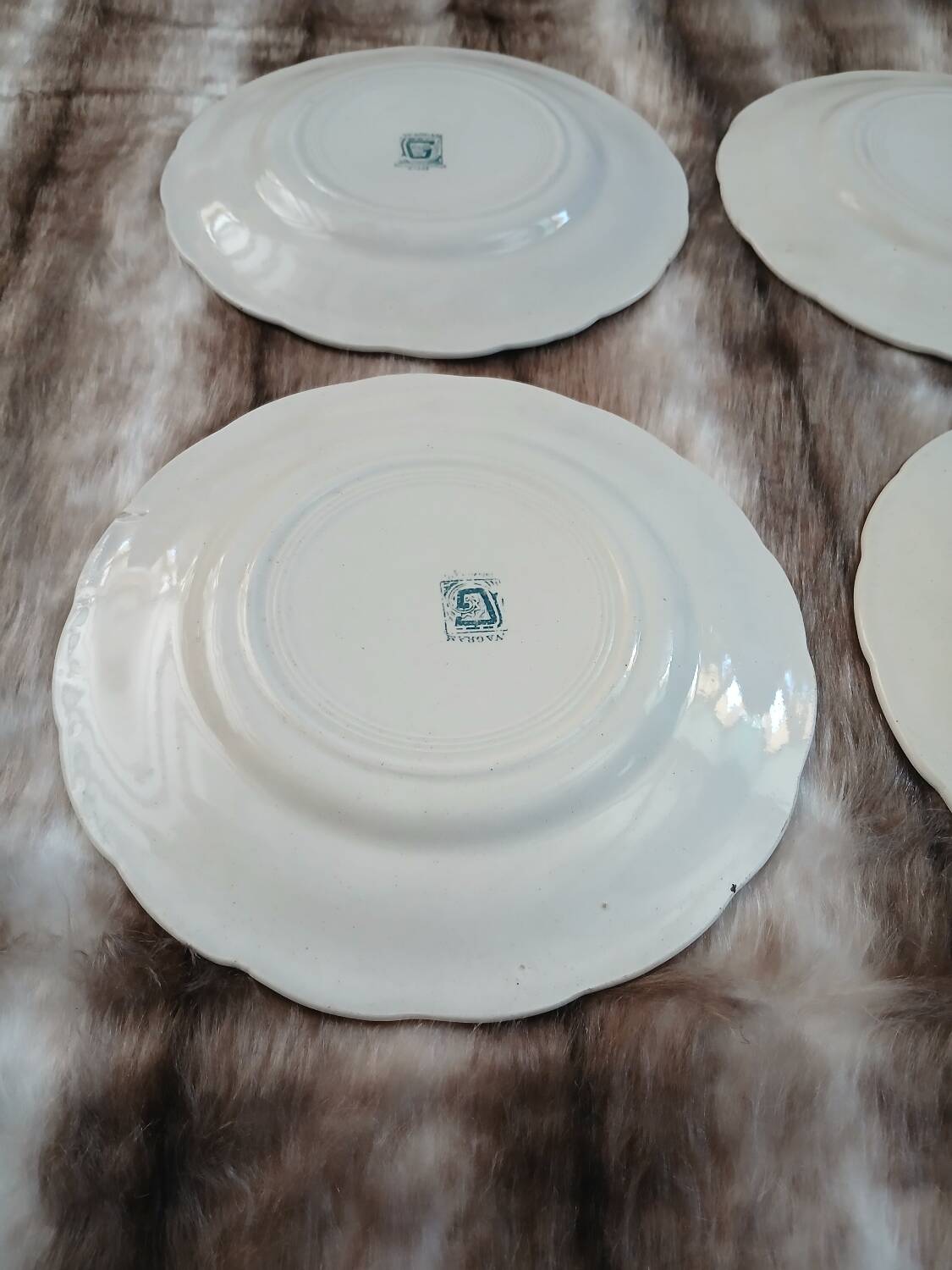 8 antique dessert plates in ironstone