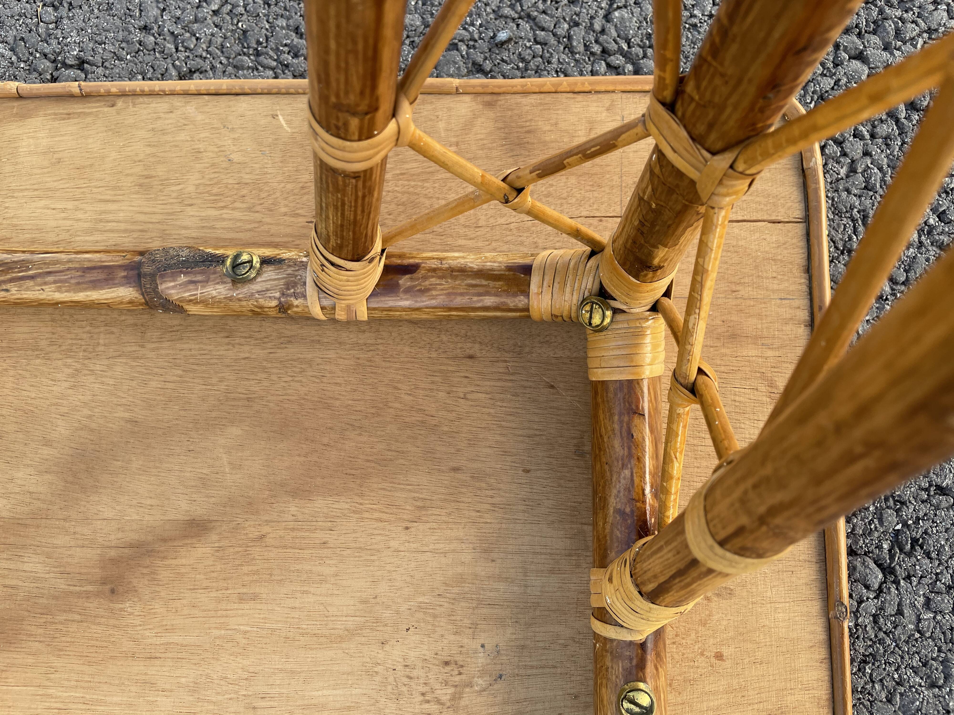 Rattan table vintage compass feet