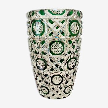 Green Glass Vase by Val St Lambert Belgium