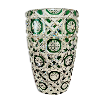 Green Glass Vase by Val St Lambert Belgium