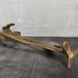 Old iris flower candle holder in solid brass