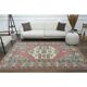 1970s vintage Turkish Oushak handmade wool cotton pink area rug 190x245