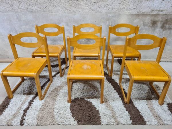 Lot de 6 chaises traineau
vintage