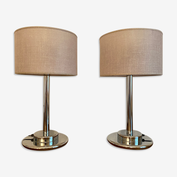 Pair of chrome metal lamps 1970