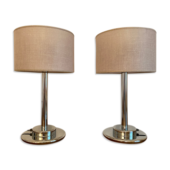 Pair of chrome metal lamps 1970
