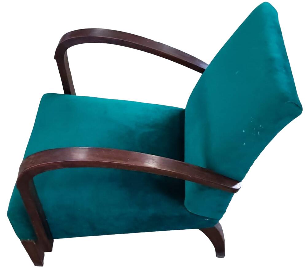 Vintage bottle green armchair in velvet fabric, 1960s-1970s