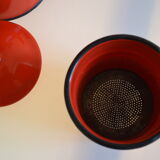 Vintage coffee maker in red and black enamelled sheet