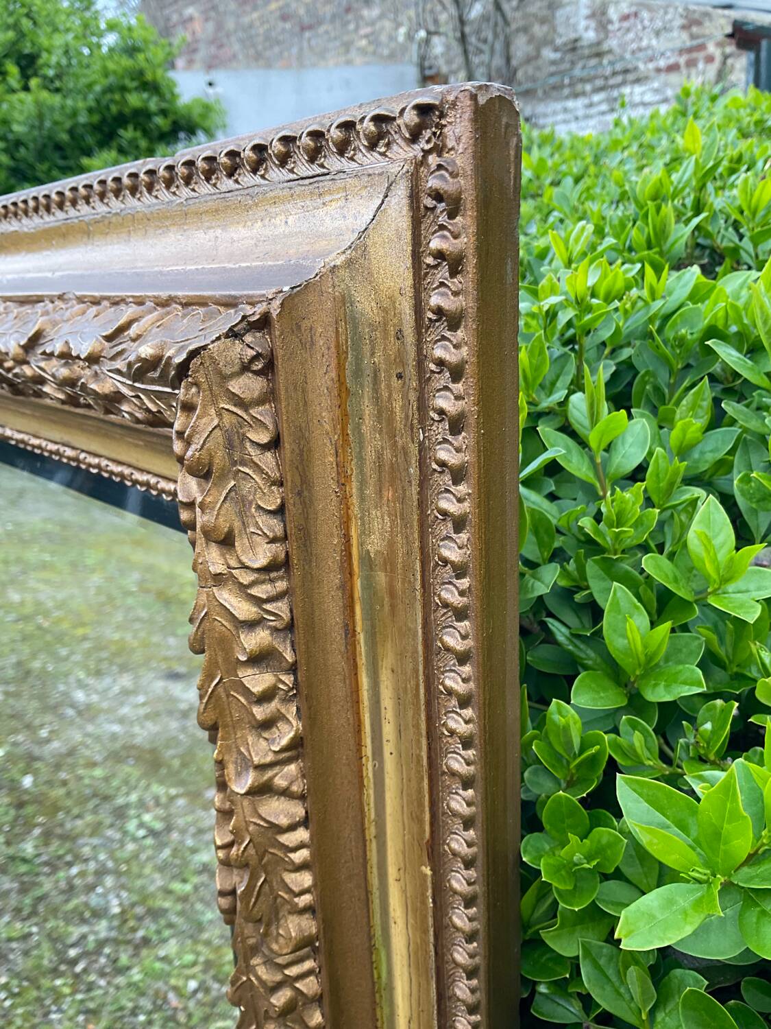 Old plastered and gilded wooden mirror 138x84