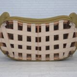 1960s, Danish 2-seater "Banana" sofa, furniture velour, beech wood.