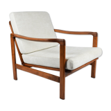 Scandinavian original armchair, fully restored, upholstered, designer Z. Baczyk, 60s, beige