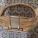 Woven wicker fruit basket 1960