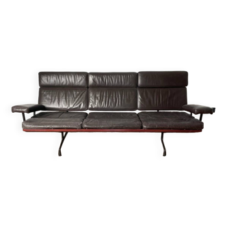 Canapé Eames ES 108 en cuir marron chocolat