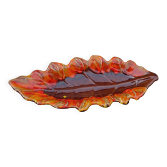 Grand bol vintage français en faïence de Vallauris, en forme de feuille