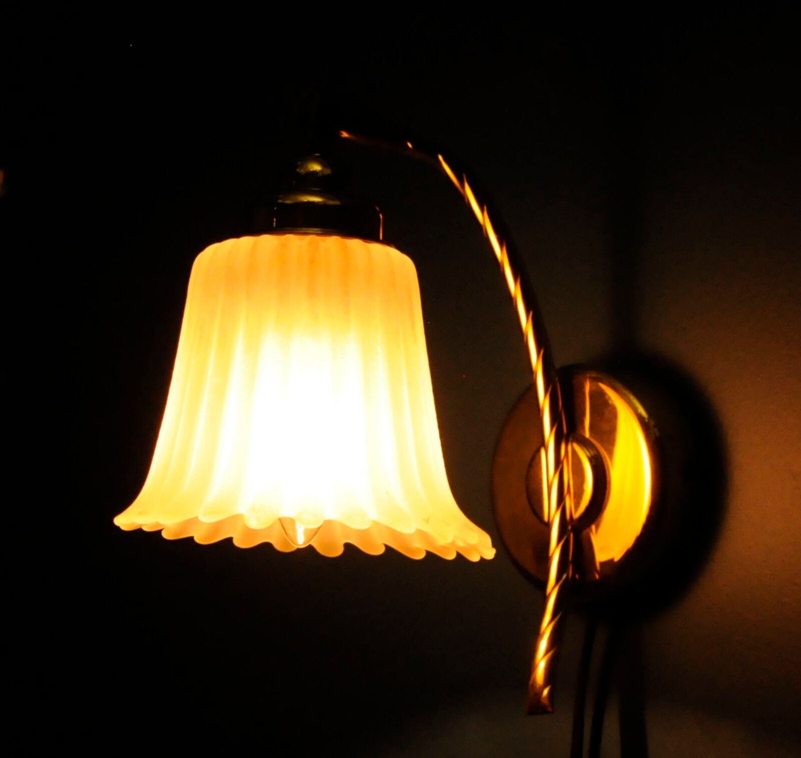 Danish wall lamp, brass and glass