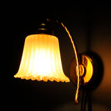 Danish wall lamp, brass and glass
