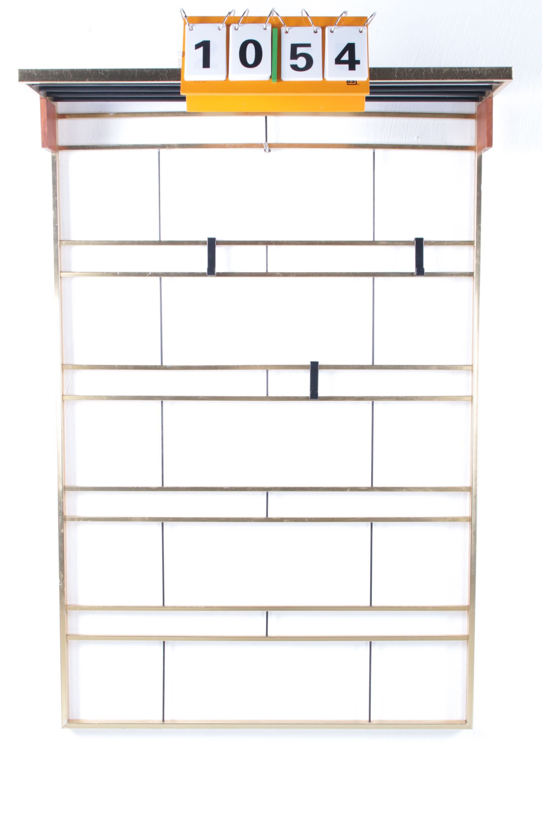 Vintage Brass Wall Coat Rack with Hat Shelf, 1960s