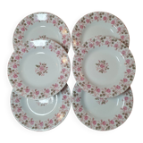 6 Gien Terre de Fer soup plates - Garland of Roses