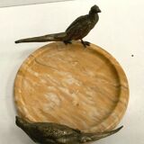 Empty marble pocket has 20th century bronze bird decoration