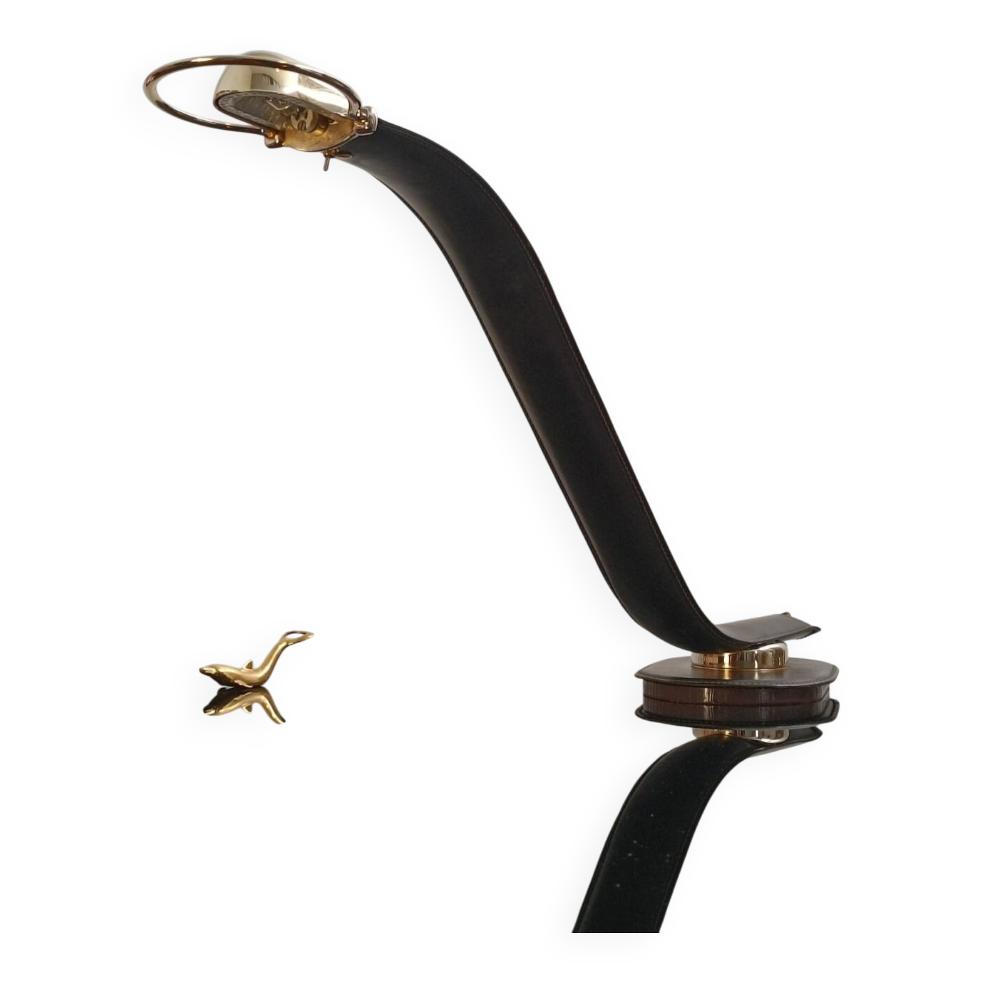 Cobra leather desk lamp by Traso Milano 1988