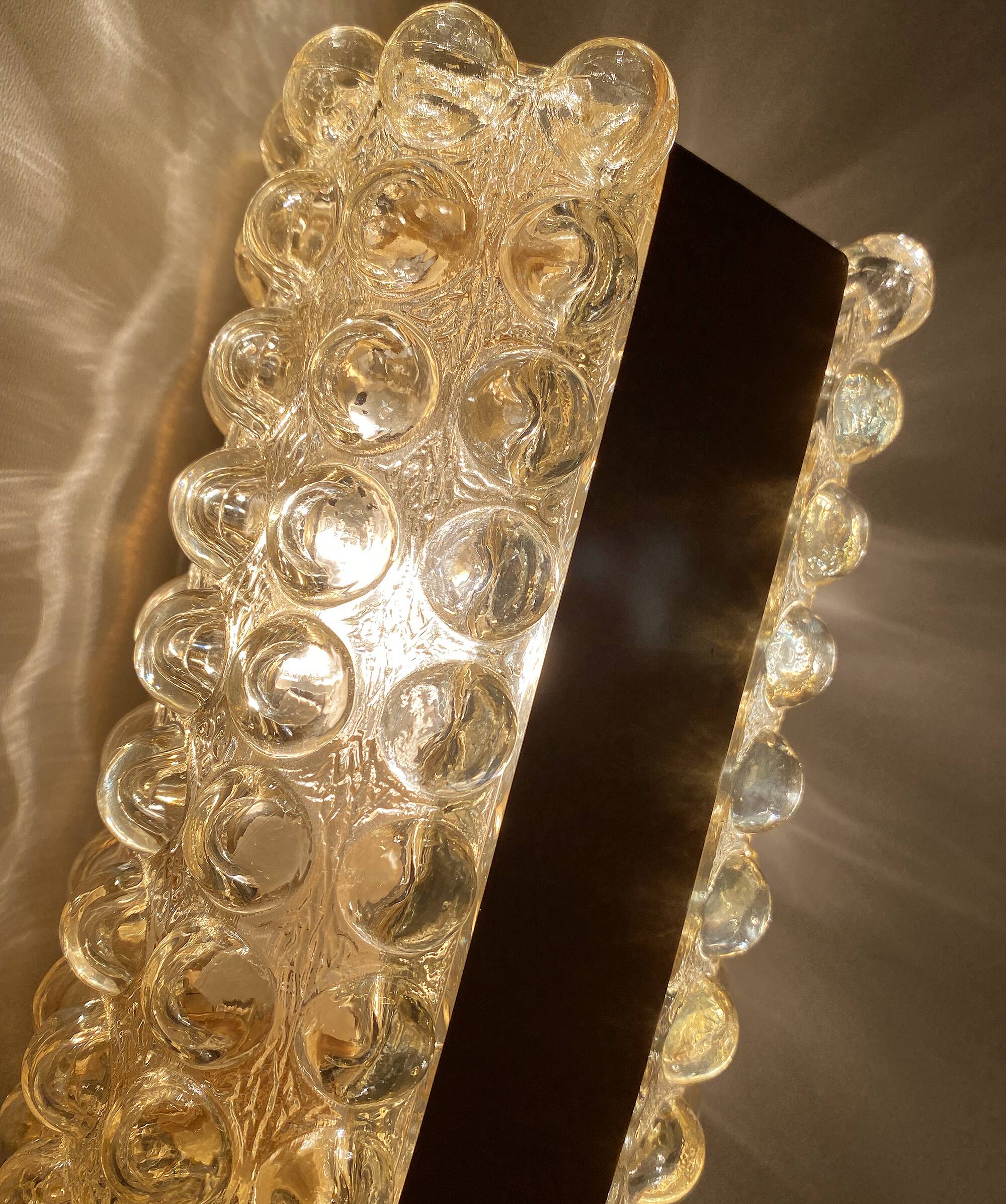 Pair Apliques Vintage Limburg, Golden Bubble Glass, 70s